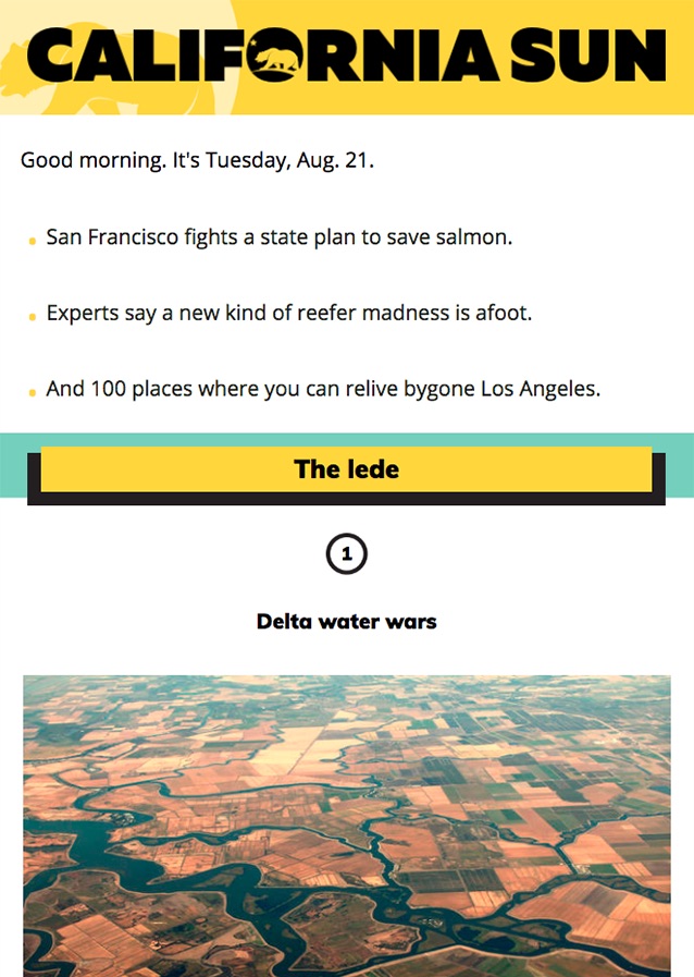 Example of California Sun newsletter